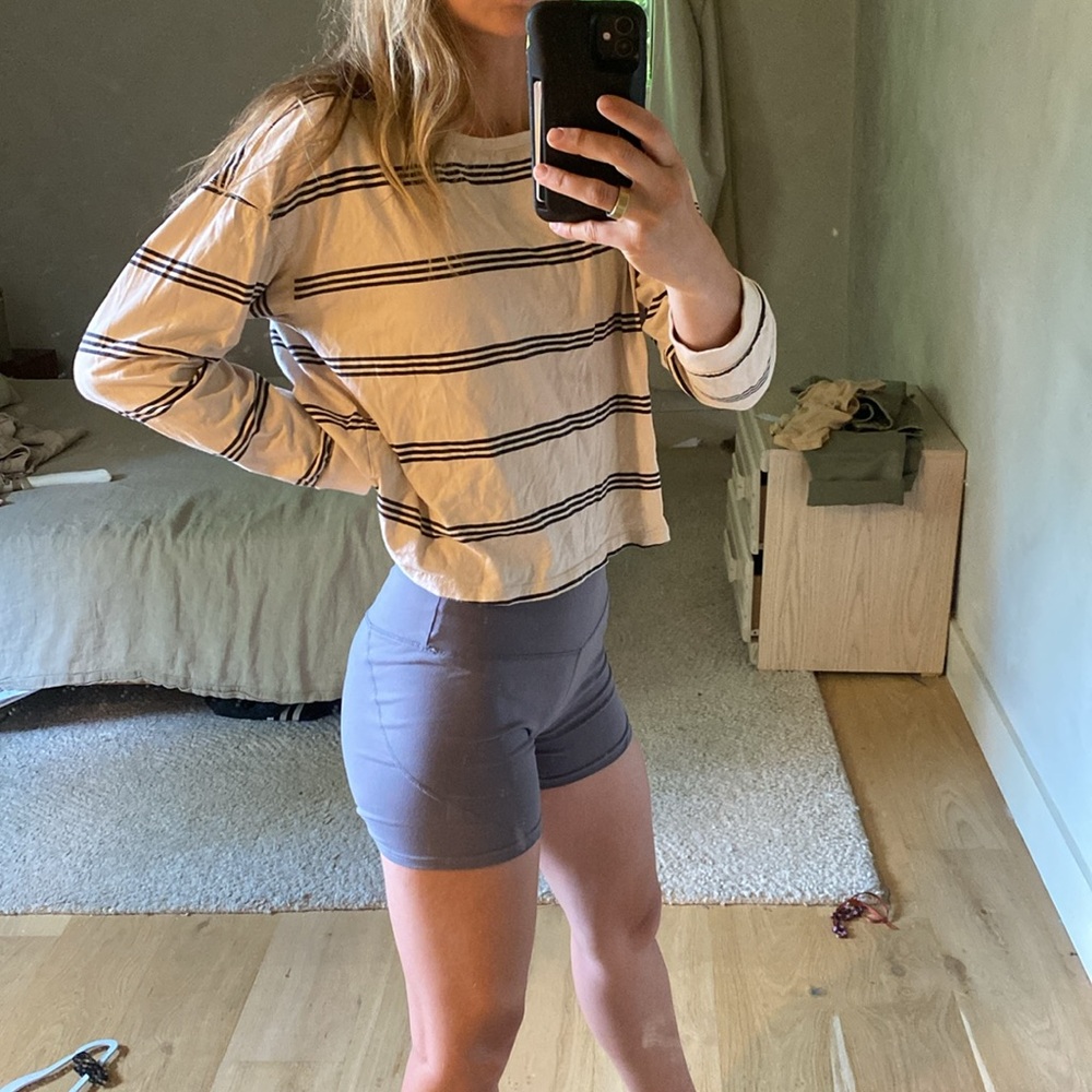 Striped slightly cropped Long Sleeve Shirt